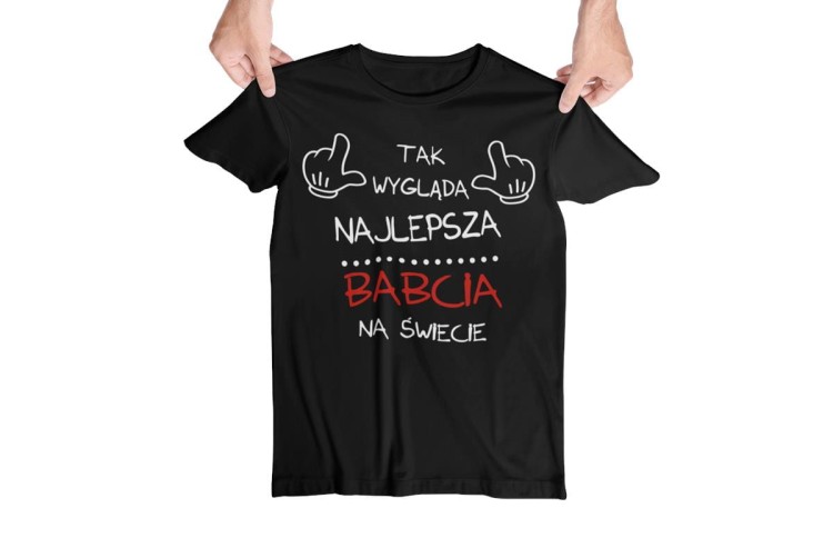 Koszulka dla Babci zestaw z kubkiem i koszulką na prezent z napisem Tak wygląda najlepsza babcia na świecie z kosz.jpg