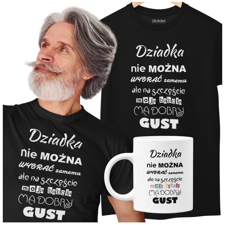 Koszulka dla Dziadka zestaw z kubkiem i koszulką na prezent z napisem Dziadka nie można wybrać samemu ale na szczęście moja babcia.jpg