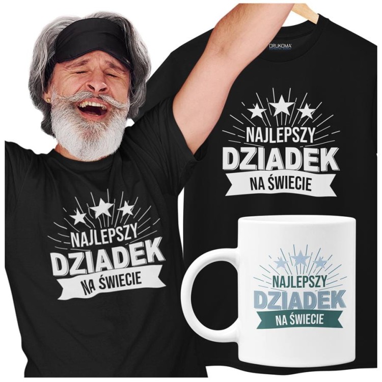 Koszulka dla Dziadka zestaw z kubkiem i koszulką na prezent z napisem Najlepszy dziadek na świecie w kolorze czarnym.jpg