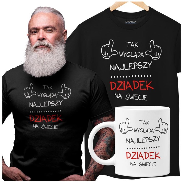 Koszulka dla Dziadka zestaw z kubkiem i koszulką na prezent z napisem Tak wygląda najlepszy dziadek na świecie w kolorze czarnym.jpg