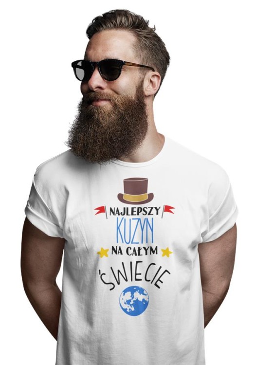 Koszulka dla Kuzyna modny prezent na Urodziny stylowa koszulka z napisem Najlepszy Kuzyn na całym ś.jpg