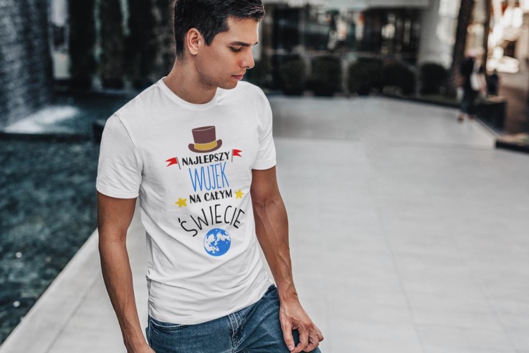 Koszulka dla Wujka modny prezent na Urodziny stylowa koszulka z napisem Najlepszy Wujek na całym św (4).jpg
