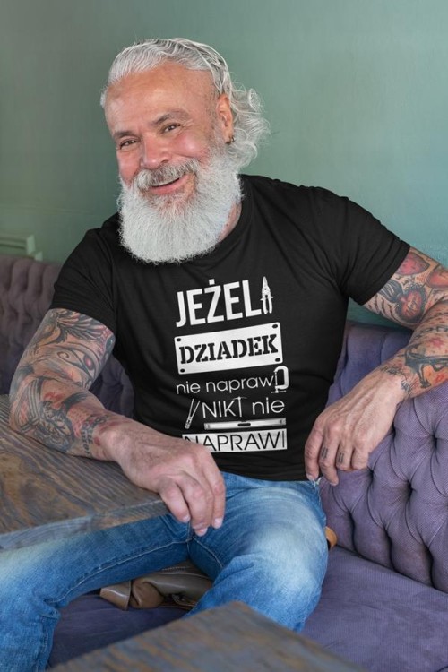 Koszulka dla Dziadka zestaw z kubkiem i koszulką na prezent z napisem Jeżeli dziadek nie naprawi to nikt nie naprawi w kolor.jpg