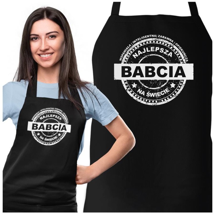 Fartuch dla Babci na prezent na Dzień Babci z napisem Wspaniała  inteligentna  zabawna  opiekuńcza najlepsza Babcia na świecie  (2).jpg