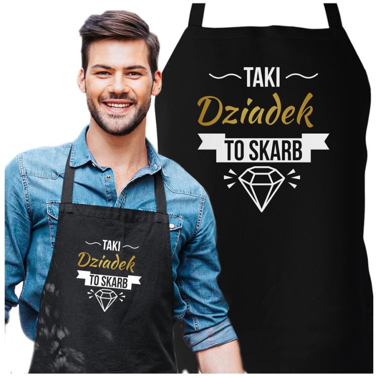Fartuch dla Dziadka na prezent na Dzień Dziadka z napisem Taki dziadek to skarb.jpg