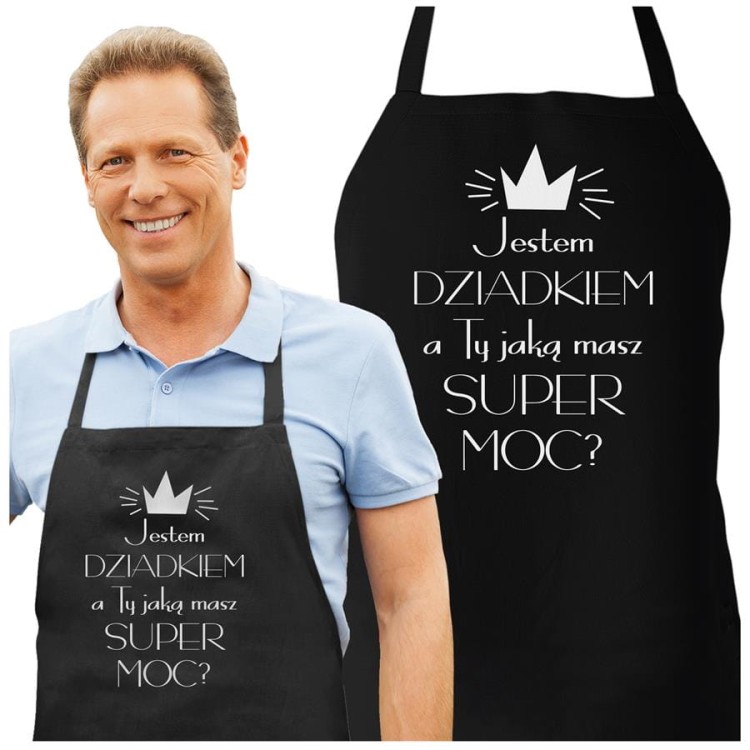 Fartuch dla Dziadka na prezent na Dzień Dziadka z napisem Jestem super dziadkiem, a ty jaką masz super moc (1).jpg