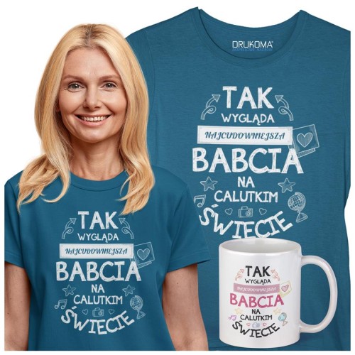 Koszulka z kubkiem dla Babci na Dzień Babci z napisem NAJCUDOWNIEJSZA BABCIA NA ŚWIECIE ko (5).jpg