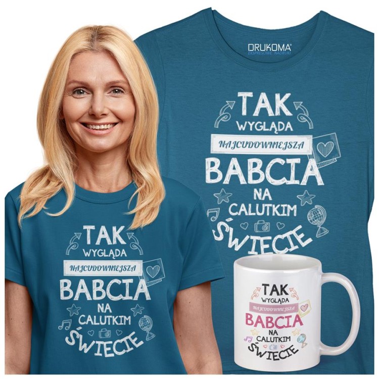 Koszulka z kubkiem dla Babci na Dzień Babci z napisem NAJCUDOWNIEJSZA BABCIA NA ŚWIECIE ko (5).jpg