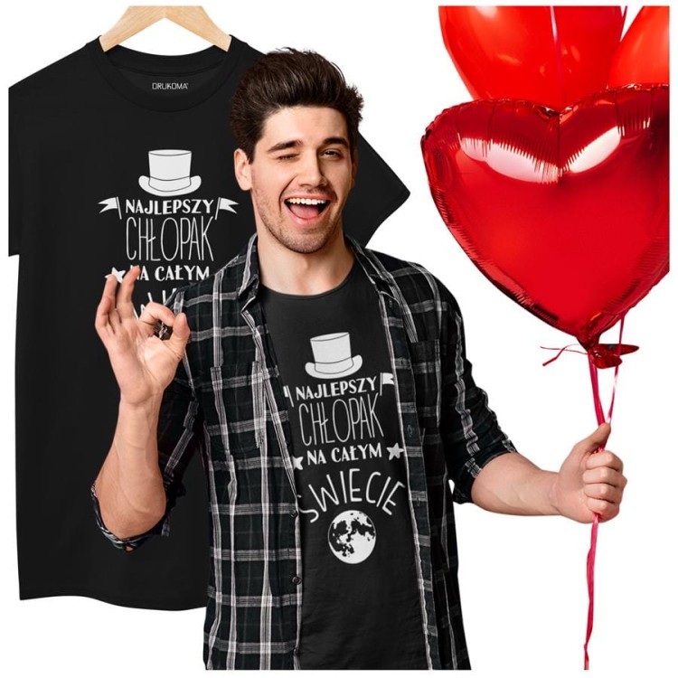 Koszulka dla Chłopaka modny prezent na Walentynki lub Urodziny stylowa koszulka z napisem Najlepszy Chłopak na całym świecie w kolorze czarnym (8).jpg