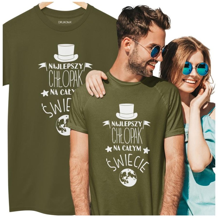 Koszulka dla Chłopaka modny prezent na Walentynki lub Urodziny stylowa koszulka z napisem Najlepszy Chłopak na całym świecie w kolorze khaki (6).jpg