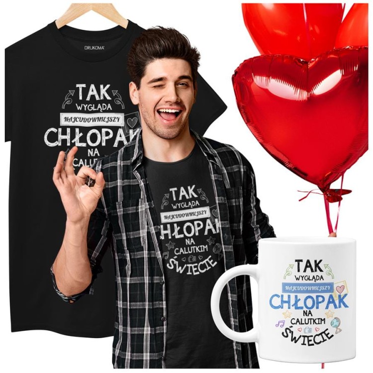 Koszulka dla Chłopaka w zestawie z kubkiem z nadrukiem Tak wygląda najcudowniejszy Chłopak na calutkim świecie w kolorze czarnym (2).jpg