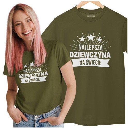 KOSZULKA DLA DZIEWCZYNY NA WALENTYNKI PREZENT NAJLEPSZA DZIEWCZYNA NA ŚWIECIE KOLOR KHAKI (3).jpg