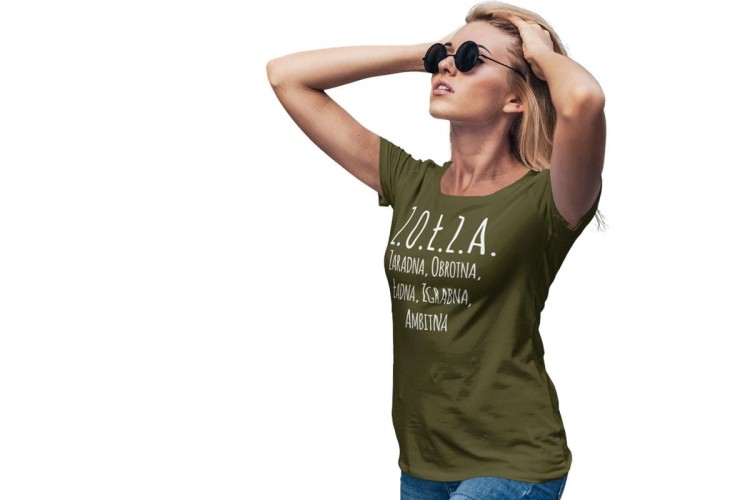 KOSZULKA DLA DZIEWCZYNY NA WALENTYNKI PREZENT Z.O.Ł.Z.A. KOLOR KHAKI (3).jpg