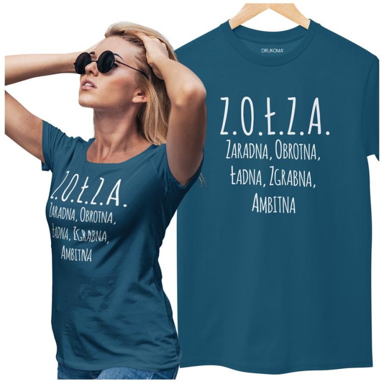 KOSZULKA DLA DZIEWCZYNY NA WALENTYNKI PREZENT Z.O.Ł.Z.A. KOLOR PETROL BLUE (1).jpg