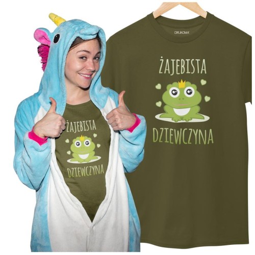 KOSZULKA DLA DZIEWCZYNY NA WALENTYNKI PREZENT ŻAJEBISTA DZIEWCZYNA  KOLOR KHAKI (1).jpg