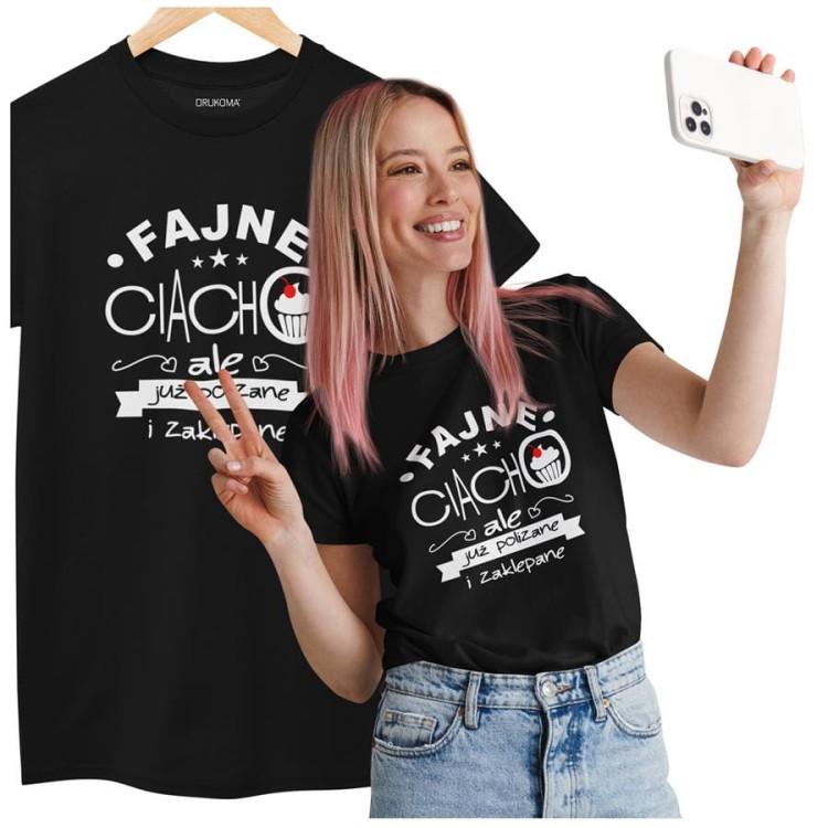 KOSZULKA DLA DZIEWCZYNY NA WALENTYNKI PREZENT FAJNE CIACHO, ALE JUŻ POLIZANE I ZAKLEPANE KOLOR CZARNY (3).jpg