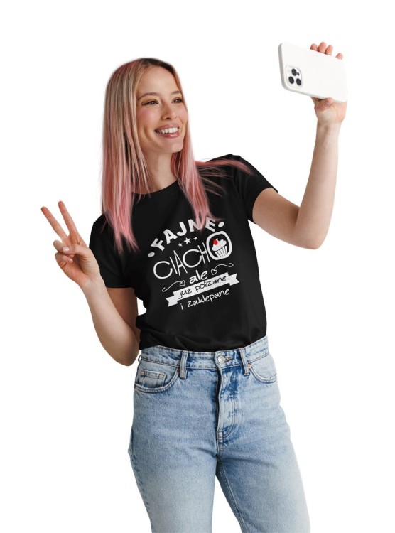 KOSZULKA DLA DZIEWCZYNY NA WALENTYNKI PREZENT FAJNE CIACHO, ALE JUŻ POLIZANE I ZAKLEPANE KOLOR CZARNY (4).jpg