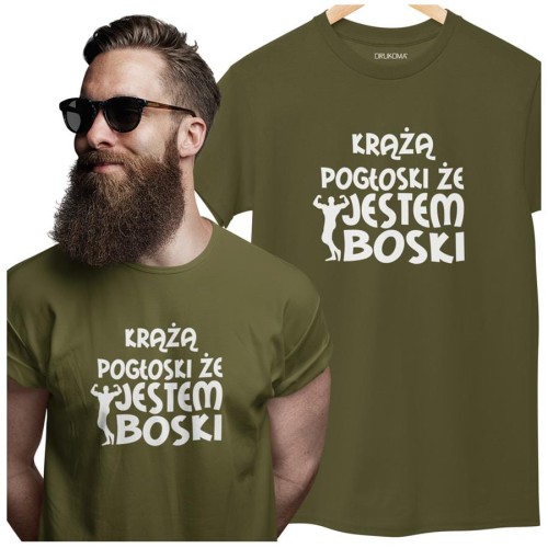 KOSZULKA NA WALENTYNKI PREZENT DLA CHŁOPAKA KRĄŻĄ POGŁOSKI ŻE JESTEM BOSKI KOLOR KHAKI (1).jpg