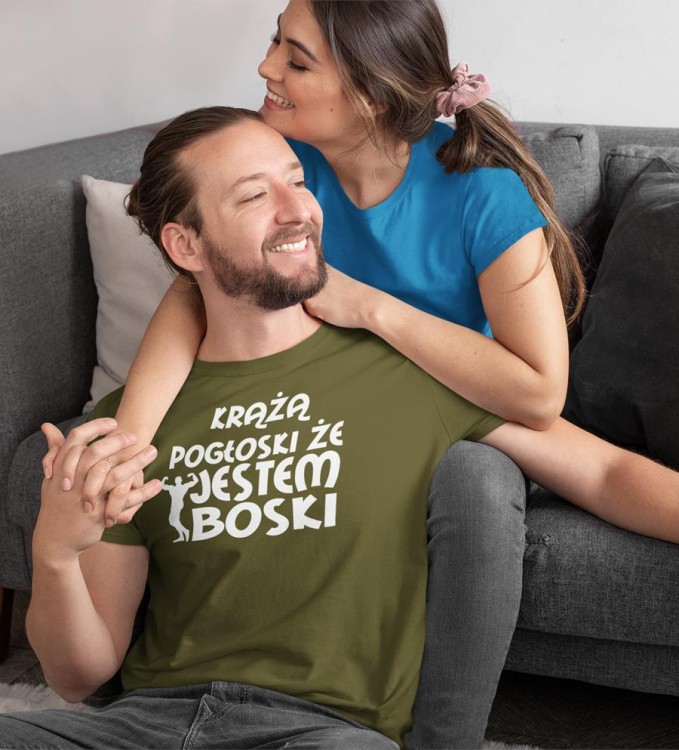 KOSZULKA NA WALENTYNKI PREZENT DLA CHŁOPAKA KRĄŻĄ POGŁOSKI ŻE JESTEM BOSKI KOLOR KHAKI (5).jpg