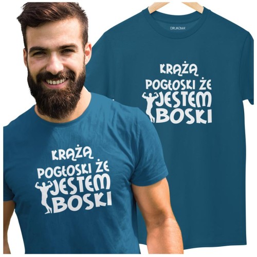 KOSZULKA NA WALENTYNKI PREZENT DLA CHŁOPAKA KRĄŻĄ POGŁOSKI ŻE JESTEM BOSKI KOLOR PETROL BLUE (1).jpg