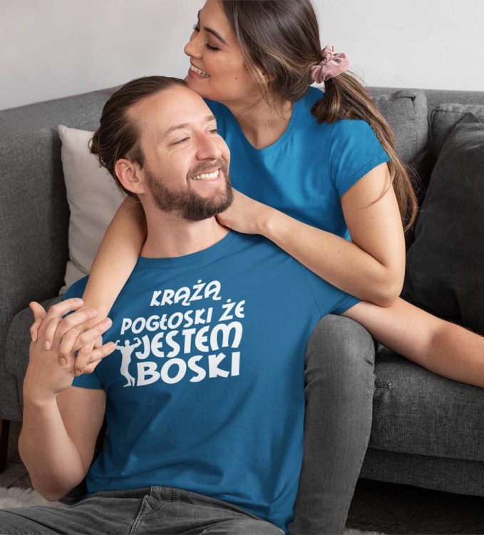 KOSZULKA NA WALENTYNKI PREZENT DLA CHŁOPAKA KRĄŻĄ POGŁOSKI ŻE JESTEM BOSKI KOLOR PETROL BLUE (5).jpg