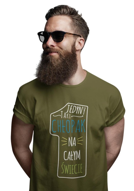 KOSZULKA NA WALENTYNKI PREZENT DLA CHŁOPAKA JEDYNY TAKI CHŁOPAK NA CAŁYM ŚWIECIE KOLOR KHAKI (3).jpg