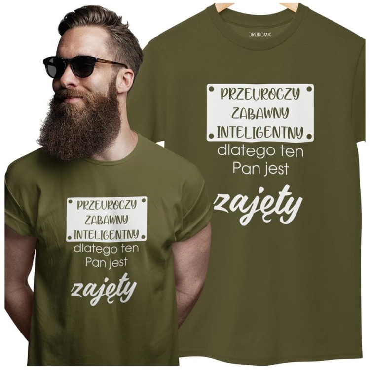KOSZULKA NA WALENTYNKI PREZENT DLA CHŁOPAKA PRZEUROCZY ZABAWNY INTELIGENTNY, DLATEGO TEN PAN JEST JUŻ ZAJĘTY KOLOR KHAKI (1).jpg