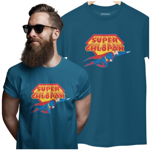 KOSZULKA NA WALENTYNKI PREZENT DLA CHŁOPAKA SUPER CHŁOPAK  KOLOR PETROL BLUE (1).jpg