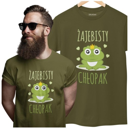 KOSZULKA NA WALENTYNKI PREZENT DLA CHŁOPAKA ŻAJEBISTY CHŁOPAK  KOLOR KHAKI (1).jpg