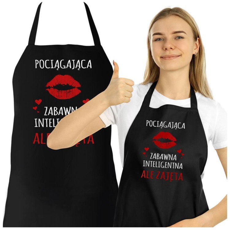 FARTUCH DLA DZIEWCZYNY ŻONY PREZENT NA WALENTYNKI POCIĄGAJACA, ZABAWNA, INTELIGENTNA, ALE ZAJĘTA.jpg