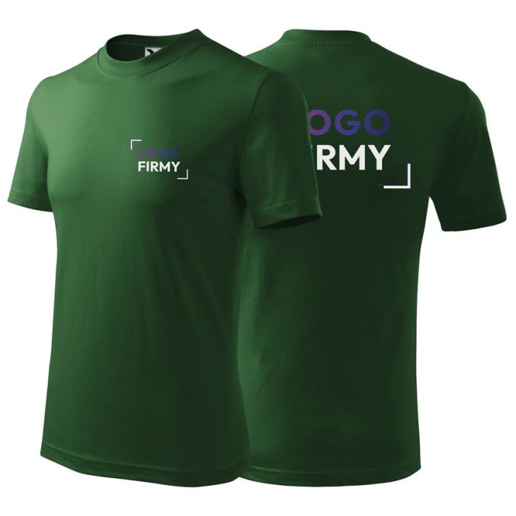 Koszulka zieleń butelkowa z krótkim rękawem z logo na sercu i plecach unisex z nadrukiem logo firmy 200g HEAVY110 kolor 06 koszulka krótki.jpg