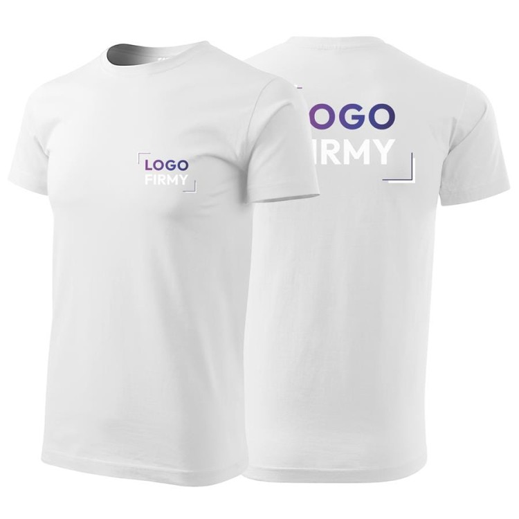 Koszulka biała z krótkim rękawem z logo na sercu i plecach męska z nadrukiem logo firmy 160g BASIC129 kolor 00 koszulka krótki rękaw.jpg