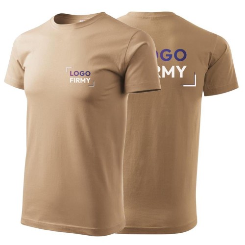 Koszulka piaskowa z krótkim rękawem z logo na sercu i plecach męska z nadrukiem logo firmy 160g BASIC129 kolor 08 koszulka krótki rękaw.jpg