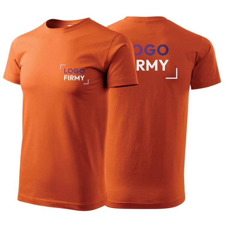 Koszulka pomarańczowa z krótkim rękawem z logo na sercu i plecach męska z nadrukiem logo firmy 160g BASIC129 kolor 11 koszulka krótki rękaw.jpg
