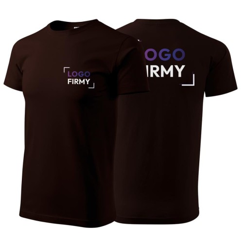 Koszulka kawowa z krótkim rękawem z logo na sercu i plecach męska z nadrukiem logo firmy 160g BASIC129 kolor 27 koszulka krótki rękaw.jpg