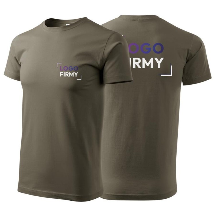 Koszulka army z krótkim rękawem z logo na sercu i plecach męska z nadrukiem logo firmy 160g BASIC129 kolor 29 koszulka krótki rękaw.jpg