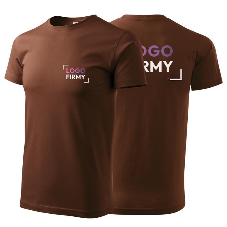 Koszulka czekoladowa z krótkim rękawem z logo na sercu i plecach męska z nadrukiem logo firmy 160g BASIC129 kolor 38 koszulka krótki rękaw.jpg