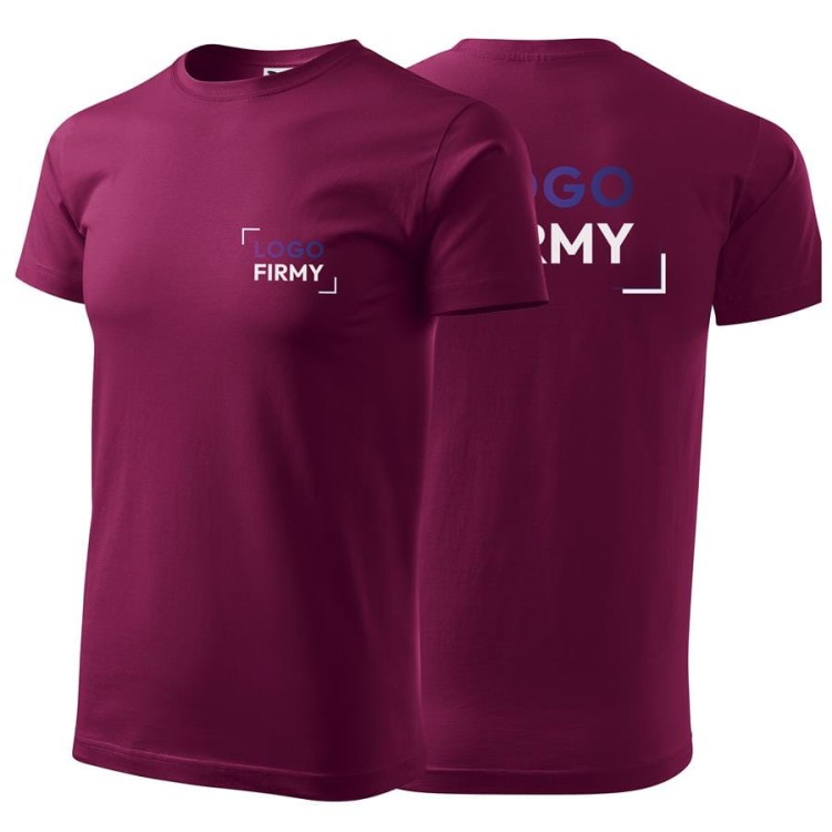 Koszulka fuksjowa z krótkim rękawem z logo na sercu i plecach męska z nadrukiem logo firmy 160g BASIC129 kolor 43 koszulka krótki rękaw.jpg