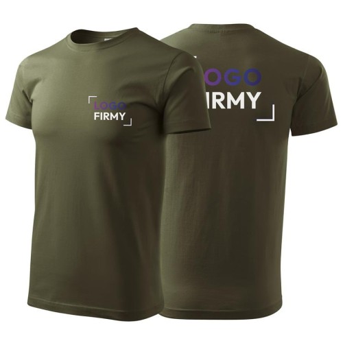 Koszulka military z krótkim rękawem z logo na sercu i plecach męska z nadrukiem logo firmy 160g BASIC129 kolor 69 koszulka krótki rękaw.jpg