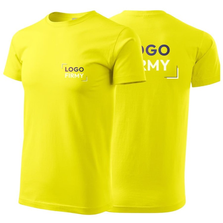 Koszulka cytrynowa z krótkim rękawem z logo na sercu i plecach męska z nadrukiem logo firmy 160g BASIC129 kolor 96 koszulka krótki rękaw.jpg