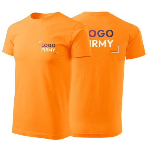 Koszulka mandarynkowa z krótkim rękawem z logo na sercu i plecach męska z nadrukiem logo firmy 160g BASIC129 kolor A2 koszulka krótki rękaw.jpg