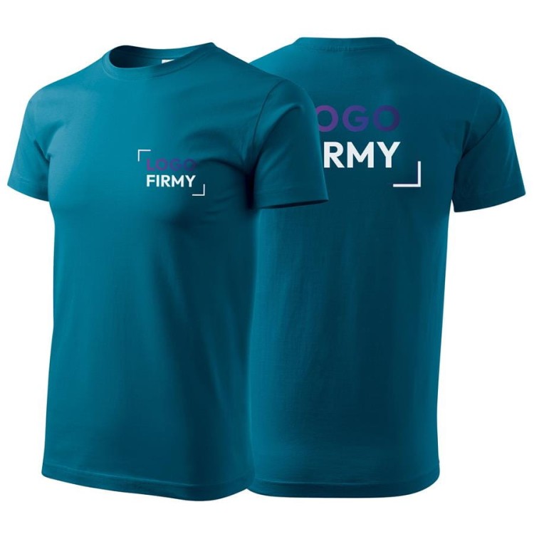 Koszulka petrol blue z krótkim rękawem z logo na sercu i plecach męska z nadrukiem logo firmy 160g BASIC129 kolor 93 koszulka krótki rękaw.jpg