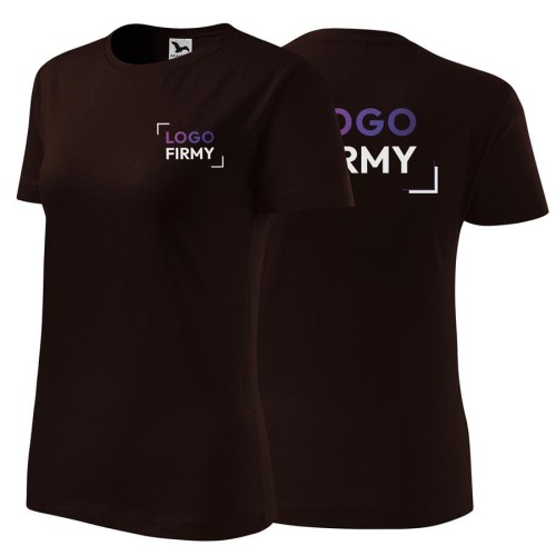 Koszulka kawowa z krótkim rękawem z logo na sercu i plecach damska z nadrukiem logo firmy 160g BASIC134 kolor 27 koszulka krótki rękaw.jpg