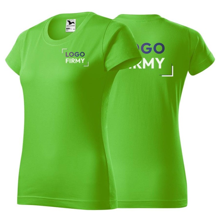 Koszulka green apple z krótkim rękawem z logo na sercu i plecach damska z nadrukiem logo firmy 160g BASIC134 kolor 92 koszulka krótki rękaw.jpg