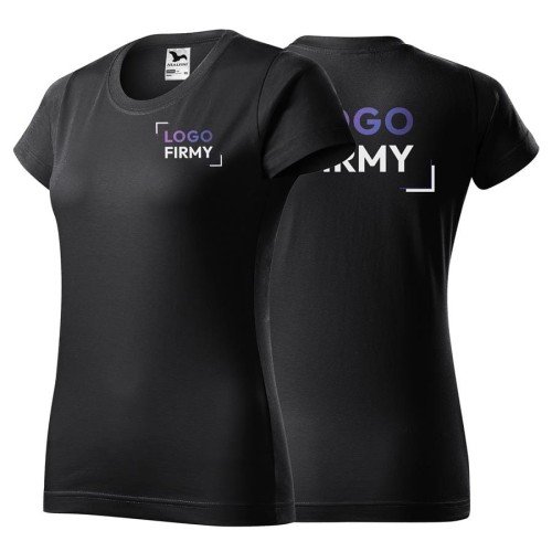 Koszulka ebony gray z krótkim rękawem z logo na sercu i plecach damska z nadrukiem logo firmy 160g BASIC134 kolor 94 koszulka krótki rękaw.jpg