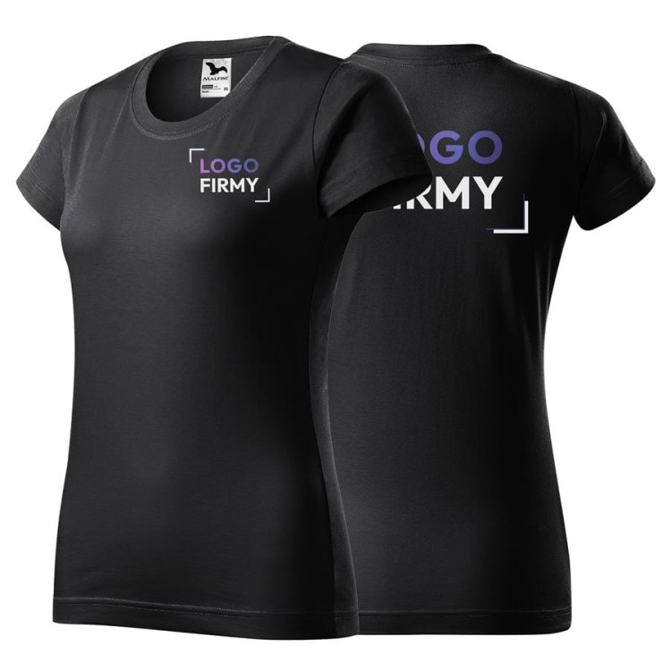 Koszulka ebony gray z krótkim rękawem z logo na sercu i plecach damska z nadrukiem logo firmy 160g BASIC134 kolor 94 koszulka krótki rękaw.jpg