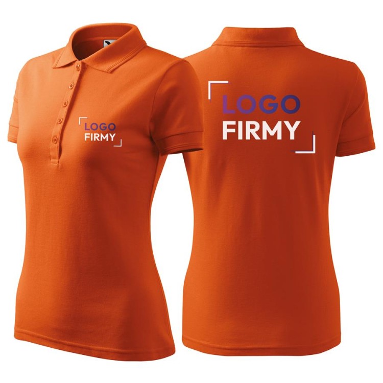 Koszulka pomarańczowa polo z logo na sercu i plecach damska z nadrukiem logo firmy 200g 210 kolor 11 koszulka polo.jpg