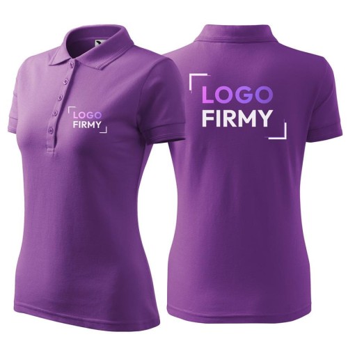 Koszulka fioletowa polo z logo na sercu i plecach damska z nadrukiem logo firmy 200g 210 kolor 64 koszulka polo.jpg