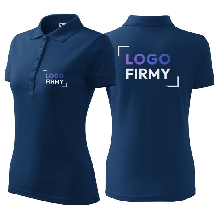 Koszulka ciemnoniebieska polo z logo na sercu i plecach damska z nadrukiem logo firmy 200g 210 kolor 87 koszulka polo.jpg