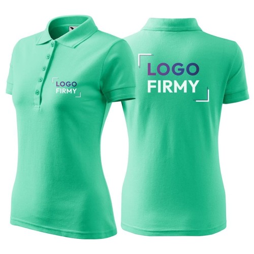 Koszulka miętowa polo z logo na sercu i plecach damska z nadrukiem logo firmy 200g 210 kolor 95 koszulka polo.jpg